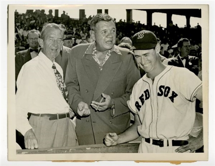 Babe Ruth and Ted Williams Original Photo with Eddie Collins  